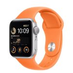 Apple Watch Series SE 2nd Gen 44mm Aluminum Case with orange sports band